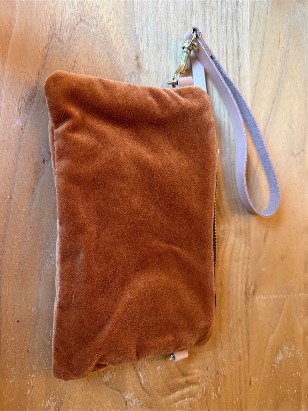 Velvet Wristlet Clutch in tan - Women's Bag 8 x 5